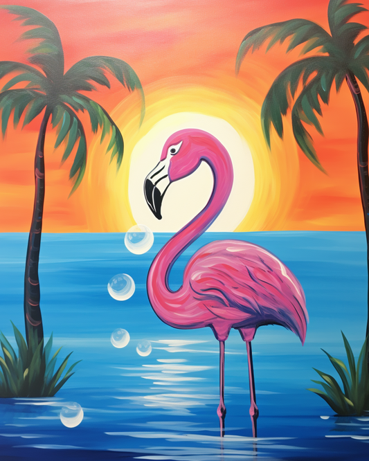 Flamingo Sunset - Paint and Sip - Saturday 6 June 6pm-8pm