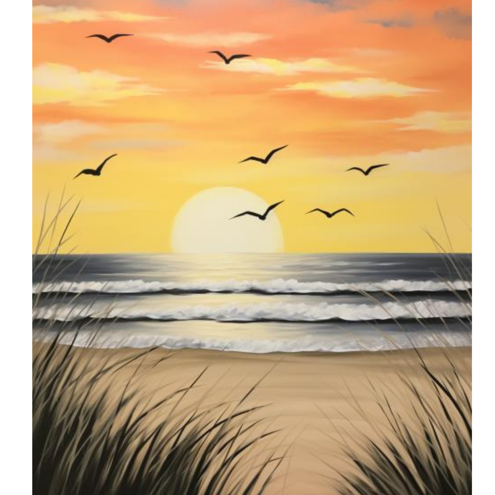 Beach sunset painting